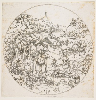 Abrahams Sacrifice، 1585 (حفر بالنقش) بواسطة جوناس سيلفر